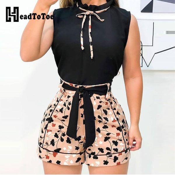 

print round neck women tracksuits tank amp shorts set, Gray