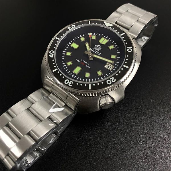 

wristwatches steel dive automatic watch men nh35 sapphire stainless mechanical men's 1970 abalone diver, Slivery;brown