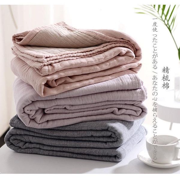 

comforters & sets simple 4 layer thick gauze blanket, cotton and linen soft throwing quilt, double autumn winter sheets