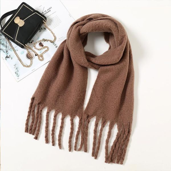 

scarves winter sweet thickening warm solid color women's scarf fashion shawl loop yarn student tassel neck, Blue;gray