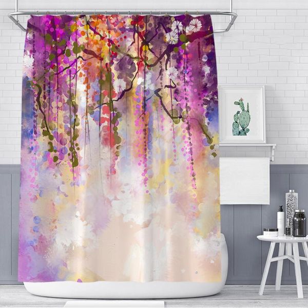 

shower curtains bohemian purple blue bathroom curtain polyester fabric floral vine rose butterfly decor