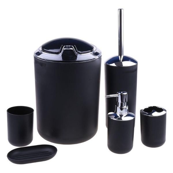 

6-piece bathroom accessory set with a variety of color options. plastic 35ed bath
