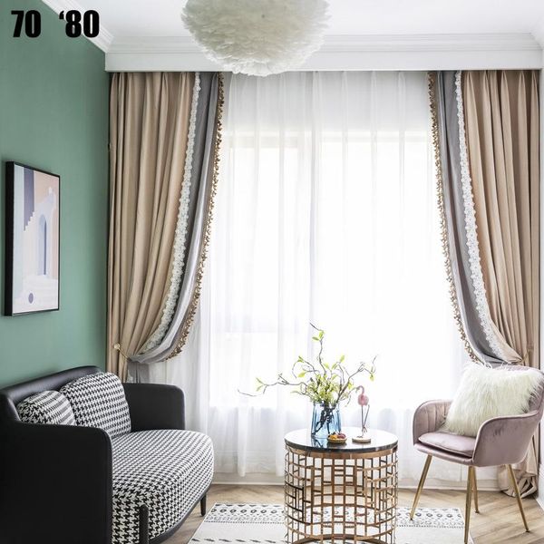 

european style french princess living room bedroom bay window blackout modern simple american flannel curtaincustomization curtain & drapes