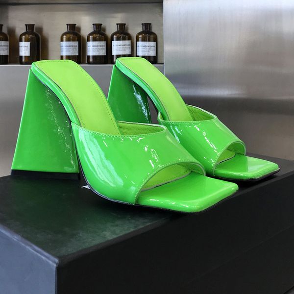 

fashion designers slippers heels summer women sandals bright colors orange genuine leather scuffs shoes big size 3543 green us5 high heeled, Black