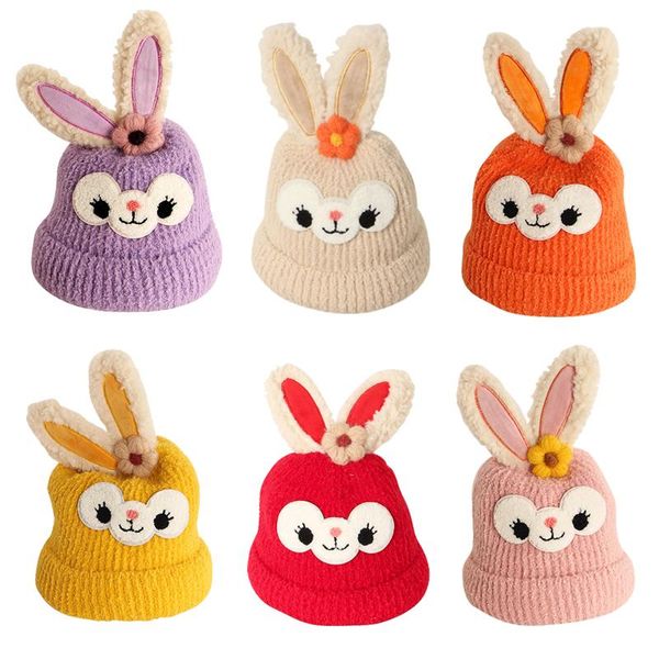 

caps & hats cute hat for girls 2021 winter toddler beanie cap infant girl cartoon warm knitted baby accessories 1-5 y, Yellow