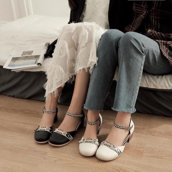 

big size 32-44 summer fashion sweet women solid flock bowtie med square heel sandals 4 colors, Black