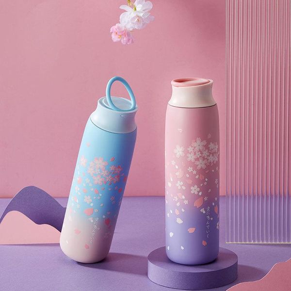 

water bottles vacuum flask female portable cup creative bottle ins harajuku style japanese students personality trend gradient color
