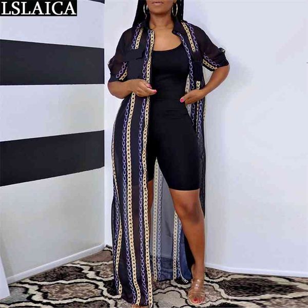 Commercio all'ingrosso Plus Size Abito camicia Mezza manica Colletto rovesciato Stampa es Moda casual Elegante Ufficio Estate Femme Robe 210515