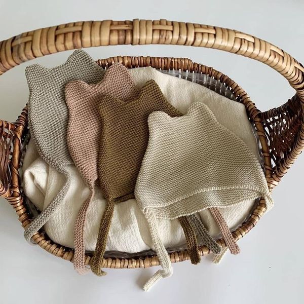 

caps & hats 2021 infants baby hat korean style solid color fashion cotton knitted children's wool four colors warm 0-24m, Yellow