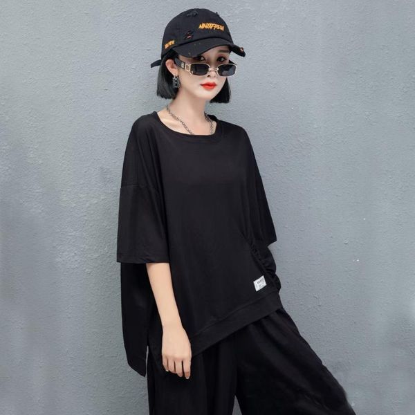

women's t-shirt 210407 summer fashion 2021 round neck short sleeve loose solid color casual women tide, White