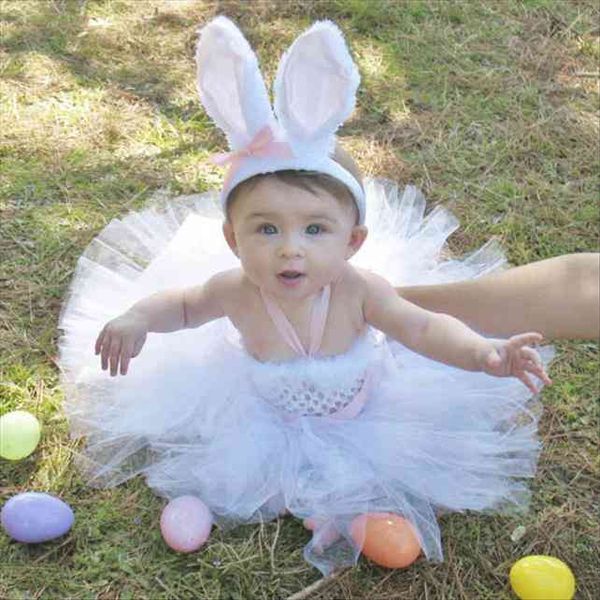 

baby rabbit feather easter girl dress girls white tulle tutu with pink ears hairbow kids birthday party cartoon costume dresses, Red;yellow