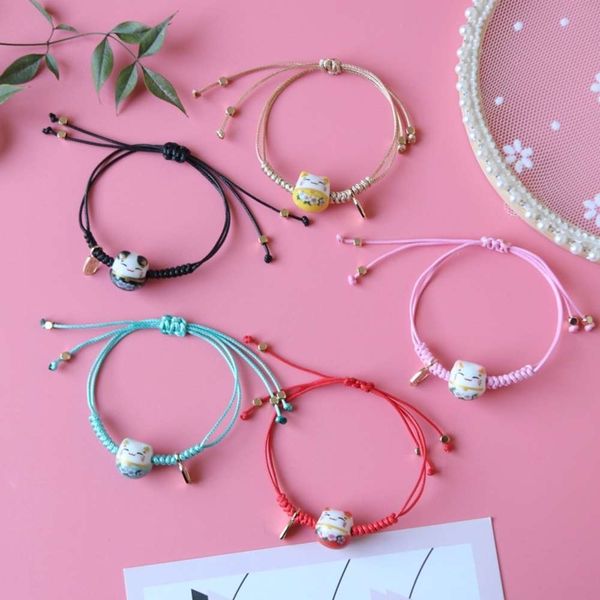 

simple and lovely ceramic red rope bracelet for girls, Black