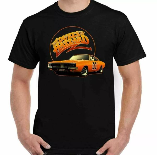 

Dukes of Hazzard T-Shirt, General Lee Hazard Retro 70s 80s TV Show Program, White;black