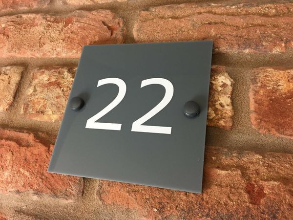 

other door hardware customizehouse number sign / plaque. modern contemporary grey acrylic square small