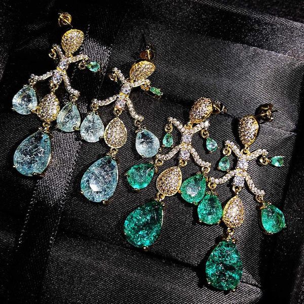 

dangle & chandelier luxury water drop tassel long earrings zircon vintage geometry jewelry for women wedding engagement unusual, Silver