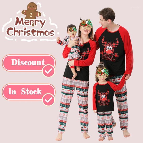 

family matching outfits winter cotton christmas pajamas year mother daughter clothing set mom daddy baby girl boy look 2022, Blue