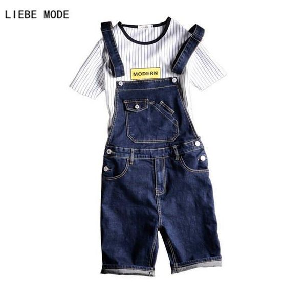 

men's jeans japanese style mens slim fit romper denim jumpsuit men shorts bib work overalls, Blue