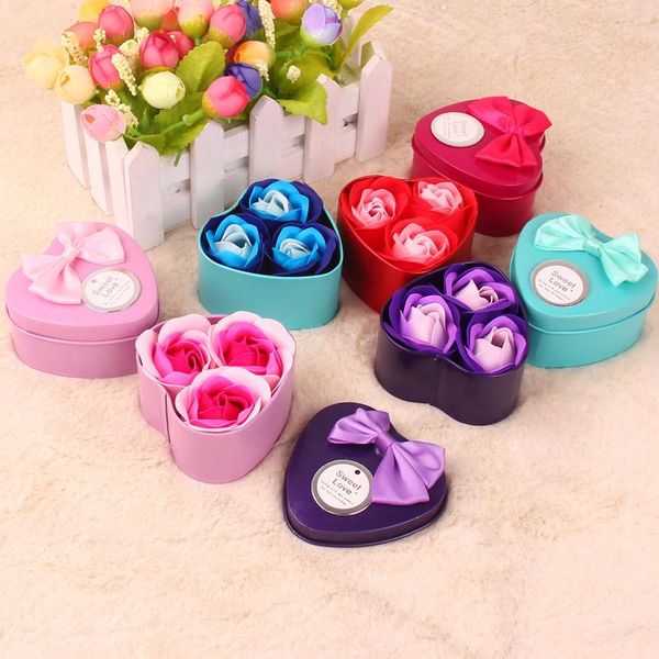

3pcs heart scented bath body petal rose flower soap wedding decoration gift decorative flowers & wreaths