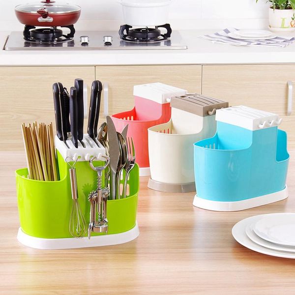 

hooks & rails 1 pcs multifunction plastic shelving dish chopsticks cutlery storage rack drain holder strainer stand creative kitchen tools p