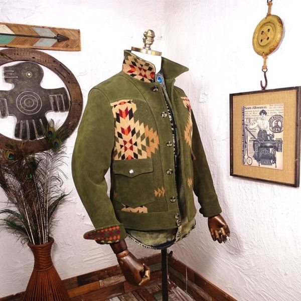 

men's leather & faux totem restoring american domestic wool cowhide, Black