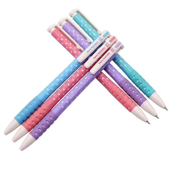 

ballpoint pens 1 pcs press plastic ball-point pen dot student office material school supplies four buy all-color, Blue;orange