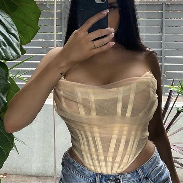 

corset women sleeveless off shoulder tank cropped streetwear bustier mesh slim crop bustiers & corsets, Black;white