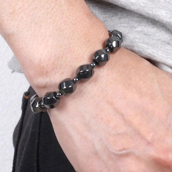 

charm bracelets men's bracelet distance black natural hematite beaded yoga for men women elastic rope jewelry 2021 bracele, Golden;silver