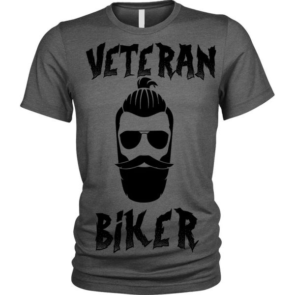 

veterano motero camiseta barba nudo coleta hombre, White;black