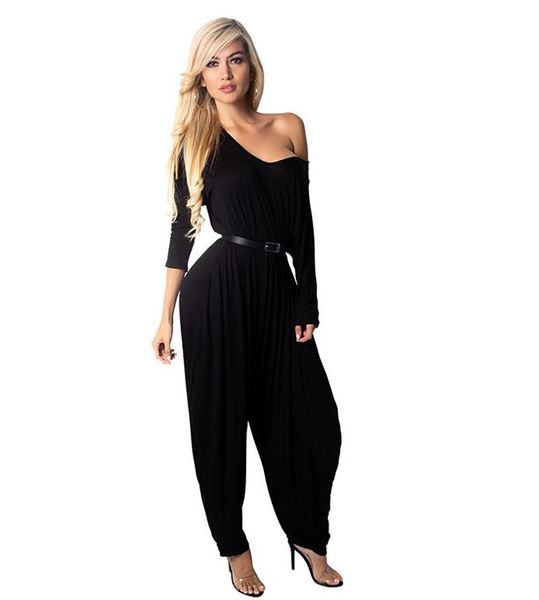 

women's two piece pants autumn two-piece suit fashionable and solid color strapless long-sleeved one-piece with belt, White