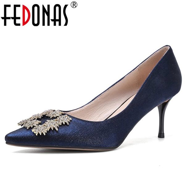 

dress shoes fedonas metal decoration appliques spring summer women pumps elegant fashion wedding casual pointed toe shallow woman, Black