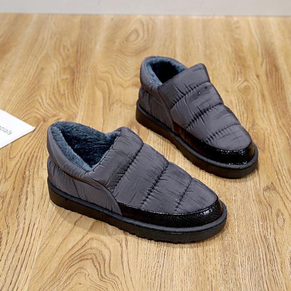 

boots snow men and women winter couple short tube plus suede cotton shoes, Black