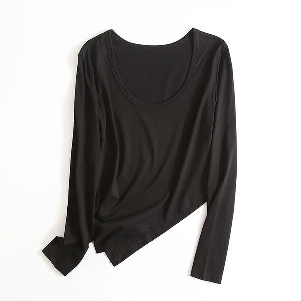 

women's t-shirt bradely michelle casual asymmetrical o-neck solid colour sports style long sleeves slim top, White