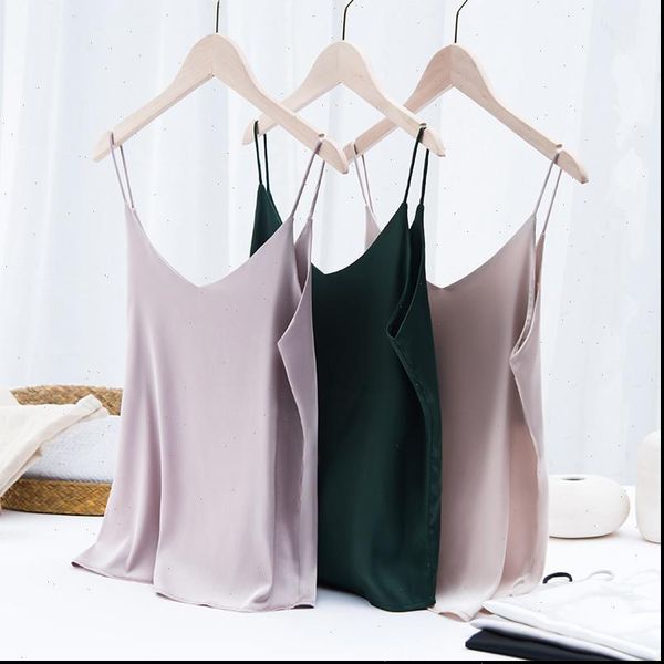 

korean silk v womens camis neck satin sleeveless white plus size halter