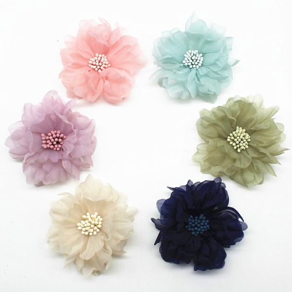 

decorative flowers & wreaths 10pcs fashion satin chiffon for diy hair accessories fabric flower bouquet wedding decoration headwear headband