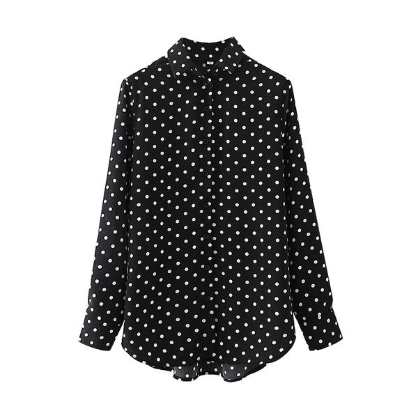 Elegant Women Polka Dot Shirts Fashion Senhoras Chiffon Solto Tops Streetwear Feminino Chique Buff Manga Blusas 210430