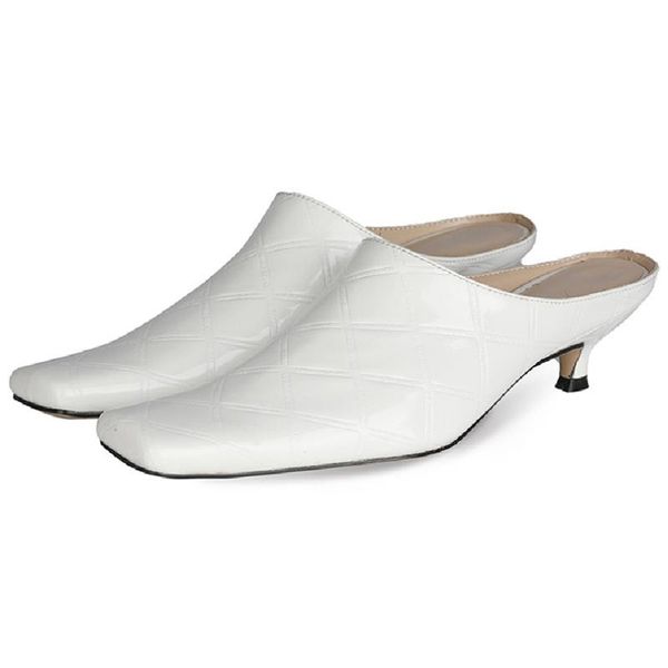 

slippers mules shoes women fashion women's square toe white summer for party sandals ladies 2021 large size, Black