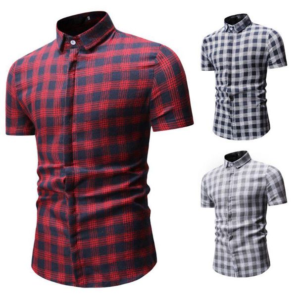 

men's casual shirts men hooded grid t-shirt shirt summer buttons short sleeve formal hawaii vacation jogging, White;black