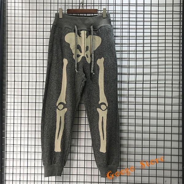 

joggers drawstring kapital sweatpants men women 1:1 quality skeleton bone printing pants hip-hop fashion trousers men's, Black