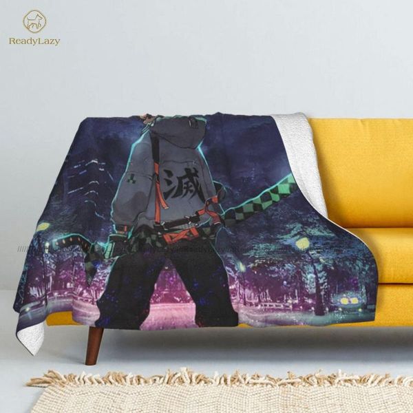 

blankets demon slayer blanket fuzzy bedspread sherpa fleece outdoor super soft