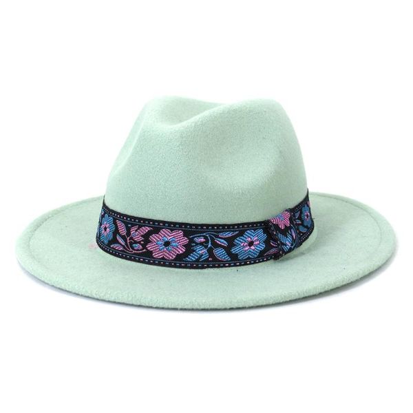 

wide brim hats 2021 wool felt jazz fedora men women british style trilby formal panama cap vintage cotton hat, Blue;gray