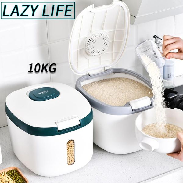 

10kg kitchen collection nano bucket insect-proof moisture-proof sealed rice cylinder grain dog household storage box bottles & jars