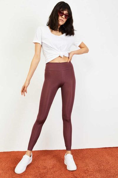 

shiny disco dry rose women's long tights lifting belt casual sports leggings, Black