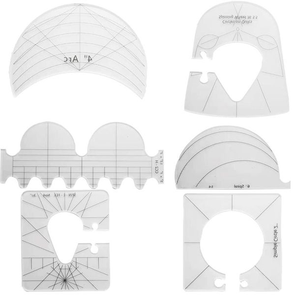 

6pcs/set t-shirt alignment ruler craft with guide tool for fashion design drawing template sewing wwo66 notions & tools, Black