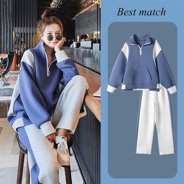 

maternity suit out fashion early spring autumn new net red sweater leisure sports two piece set, Gray