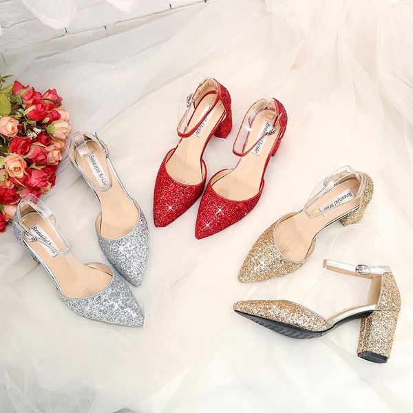 

bride's shoes, wedding mid-heel women's hollow high-heeled red shoes dress, Black