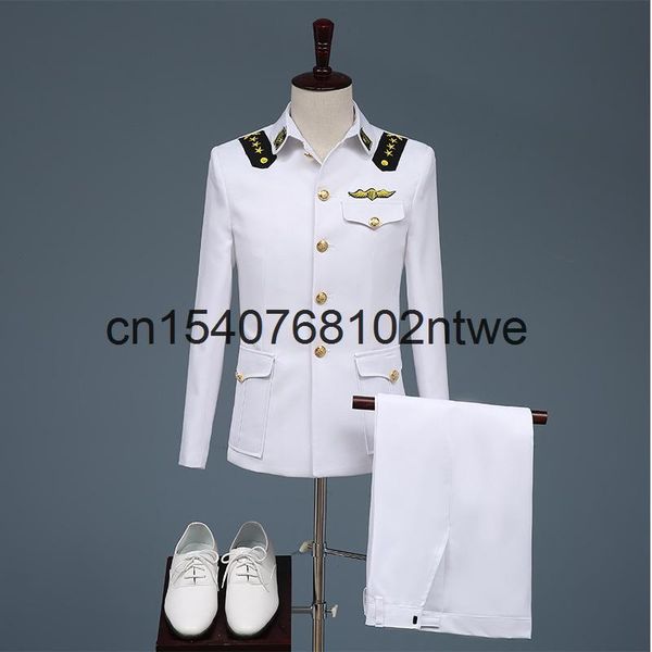 

performance dress men's 2021 navy uniform suit fake pocket chorus white military trousers suits & blazers, White;black