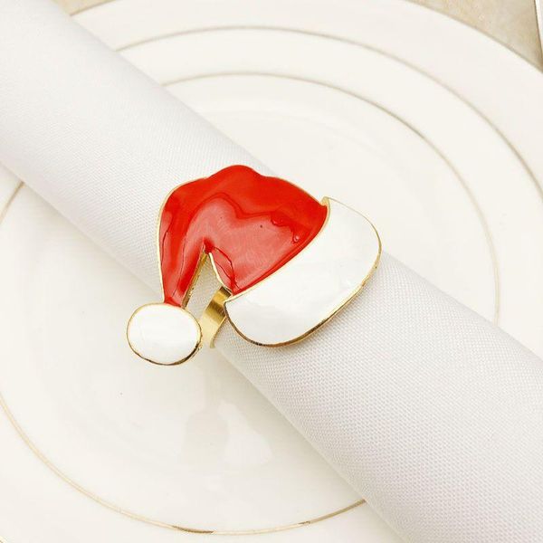 

napkin rings 6pcs red christmas hat wedding event party durable buckle table supplies circle decoration gifts