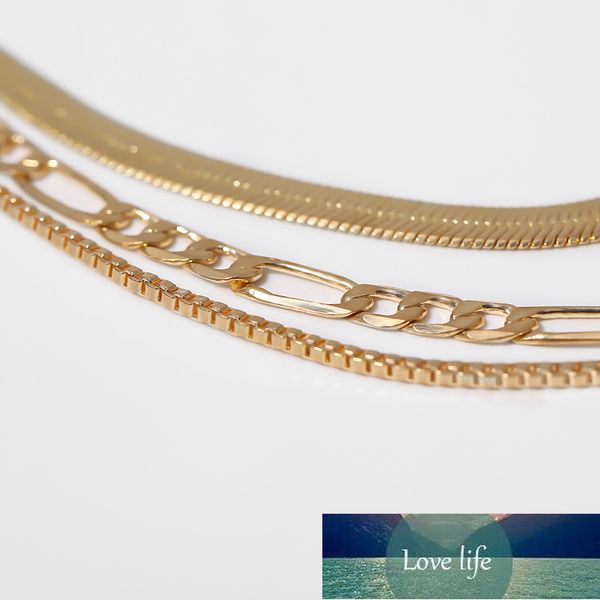 Новый старинный Boho мода три стили цепи сочетание змеиных цепочек Ожерелья для женщин золото простое ожерелье ювелирные изделия подарок заводской цена эксперт