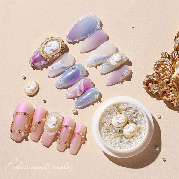 

nail art decorations 1 box pearl rhinestones retro charms lady head mixed design resin 3d decoration manicure accessories, Silver;gold