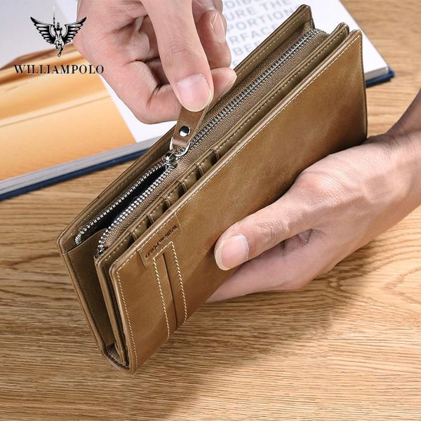 

wallets williampolo men classic long style card holder male purse quality zipper large capacity big wallet for, Red;black